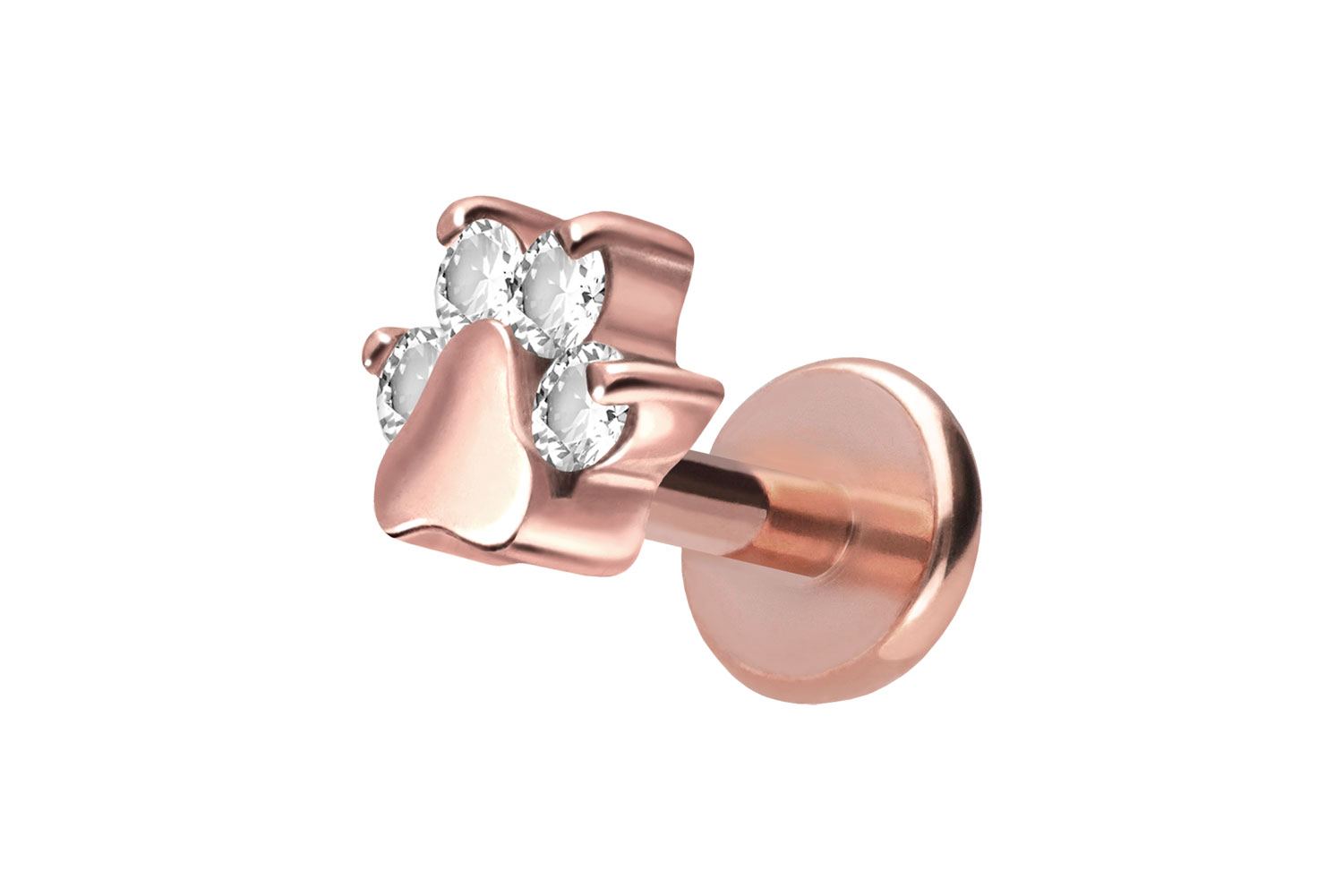 Titan Labret Piercing mit Push Fit KRISTALLPFOTE